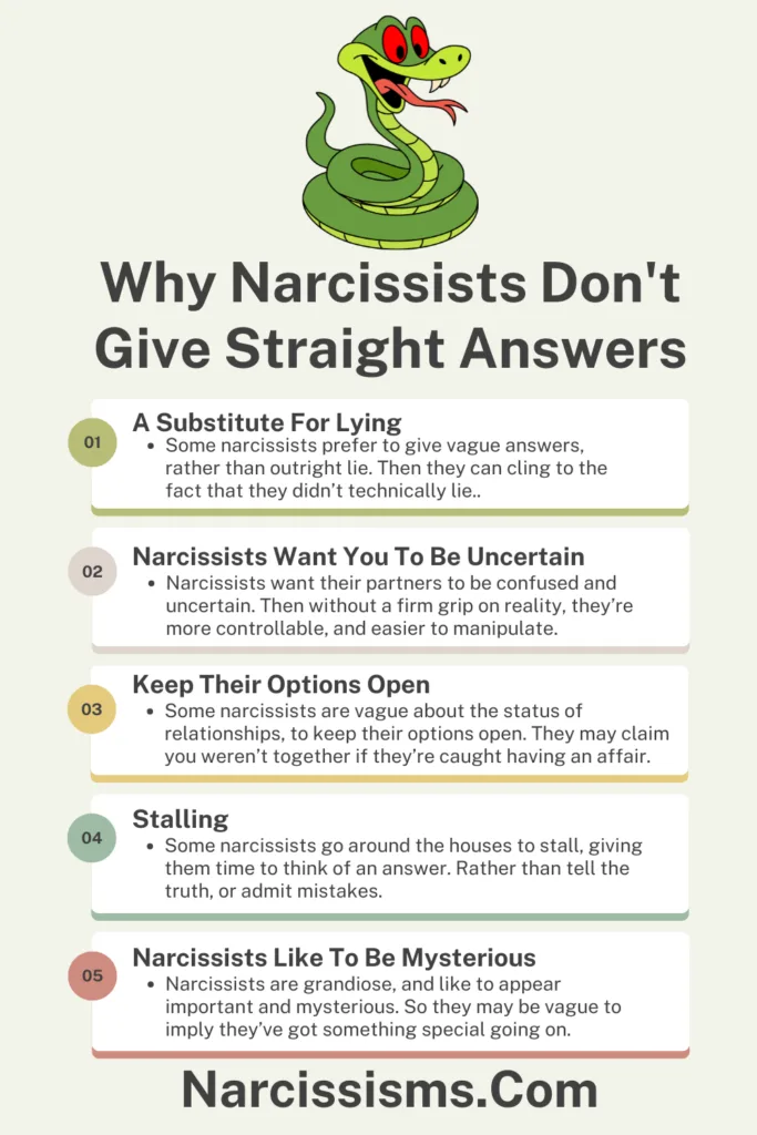 Infographic - Why Narcissists Don't Give Straight Answers