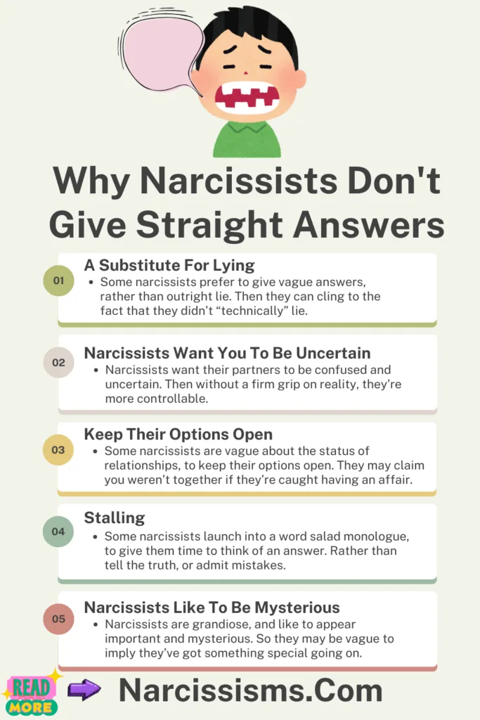 Infographic - "Why Narcissists Don't Give Straight Answers"