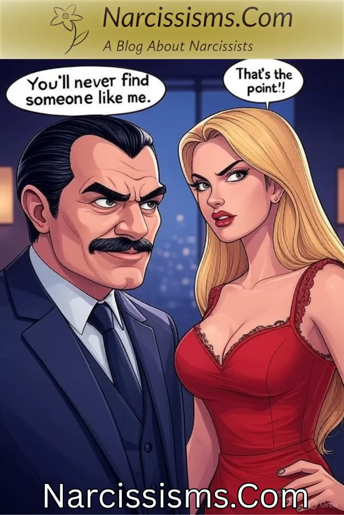 Narcissism meme - "You'll never find someone like me. That's the point!"