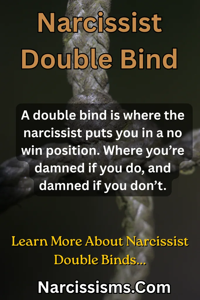 Narcissist double bind explained - "A double bind is where the narcissist puts you in a no win position. Where you're damned if you do, and damned if you don't."