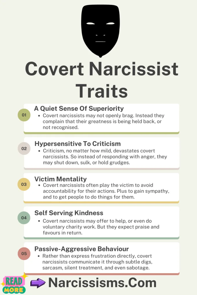 Infographic - "Covert Narcissist Traits"