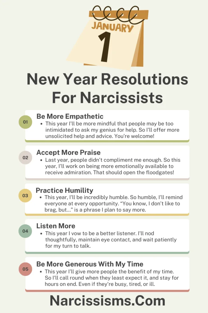Infographic - New Year Resolutions For Narcissists