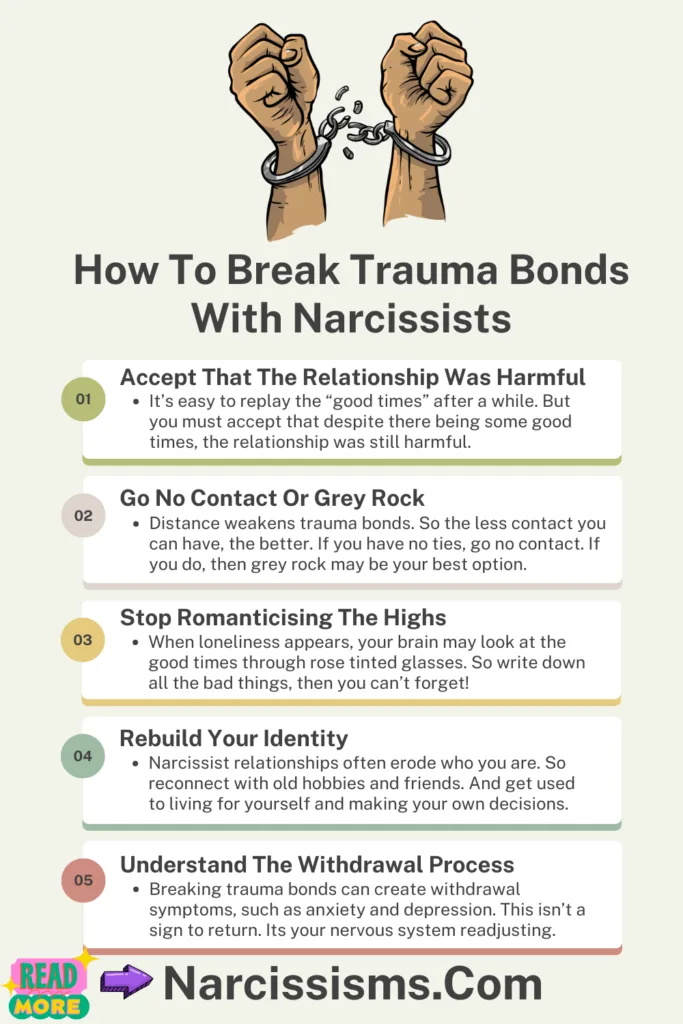 Infographic - "How To Break Trauma Bonds With Narcissists"