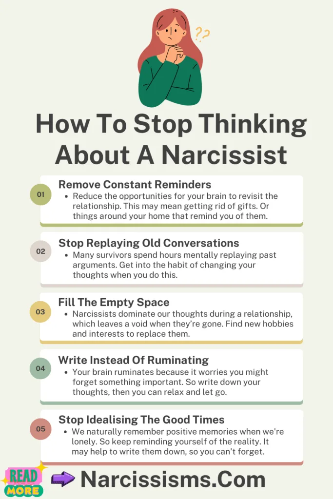 Infographic - "How To Stop Thinking About A Narcissist"