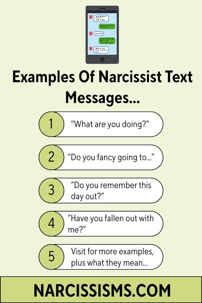 Infographic - "Examples Of Narcissist Text Messages"