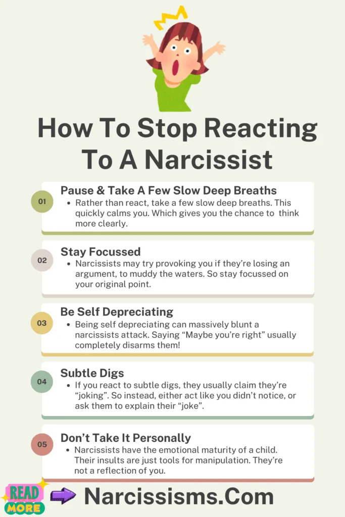 Infographic - "How To Stop Reacting To A Narcissist"